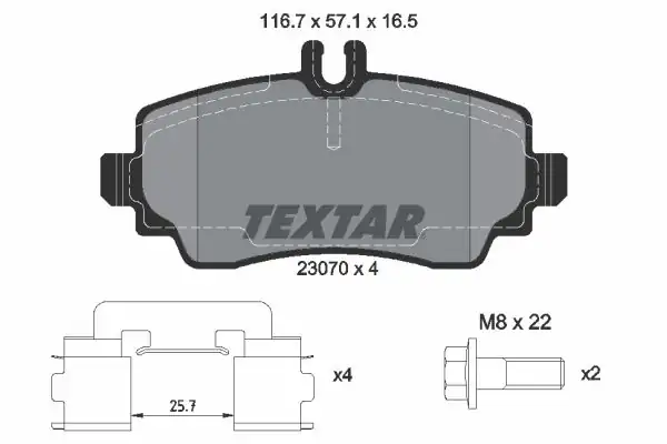 TEXTAR 2307004 | Fren Balatası 168 Vaneo Ön