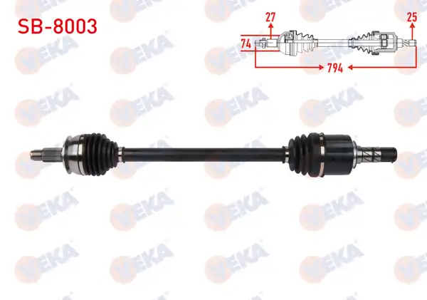 VEKA SB-8003 | Komple Aks Sol-Sağ On Uzunluk 794mm 8 Mısketlı Subaru