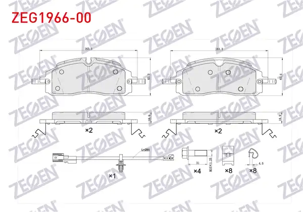 ZEGEN ZEG1966-00 | Fren Balata Ön Fişli Ford Transit Custom (V710, V363) 2023-(Kısa Tip) / Volkswagen Transporter T7 2025 -