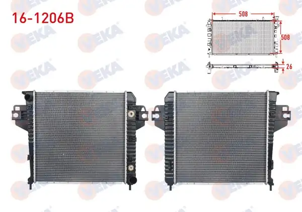 VEKA 16-1206B | Su Radyatörü Brazing Jeep Cherokee 3.7 4X4 A-T / M-T Ac + /-2001-2008