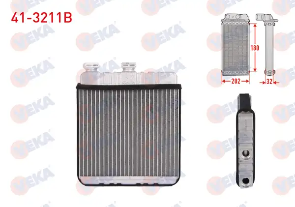 VEKA 41-3211B | Kalorifer Radyatörü Brazing Aksesuarli Kare Tip Opel Astra G F69 1 4 16v 1998 2005