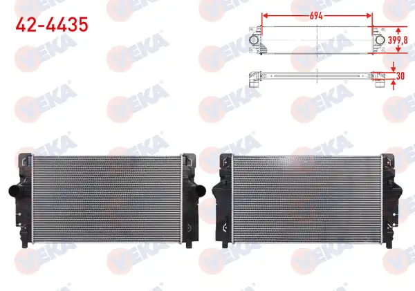 VEKA 42-4435 | Turbo Radyatörü İntercooler Volkswagen Transporter IV Minibüs Otobüs 70b 70c 7db 7dk 70j 70k 2 5 TDI 102 Hp 1994 1997