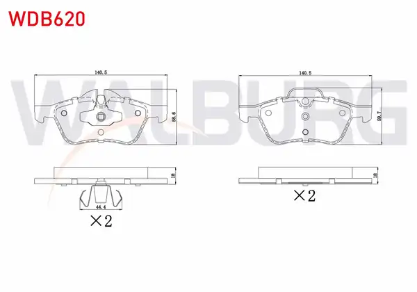 WALBURG WDB620 | Fren Balata Ön Mini Mini R50 R53 Cooper 1 6i 16v 18 30mm 2001 2006