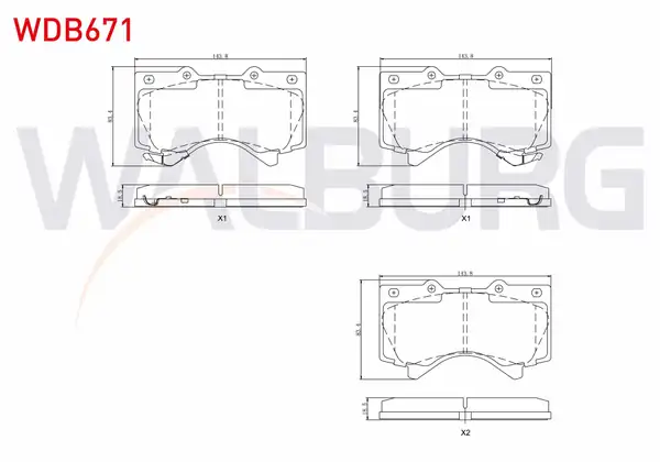 WALBURG WDB671 | Fren Balata Ön Ikazlı Toyota Land Cruiser 4 7 V8 2008 Land Cruiser 4 5 D V8 2008 Land Cruiser 3 0 D 4d 2008