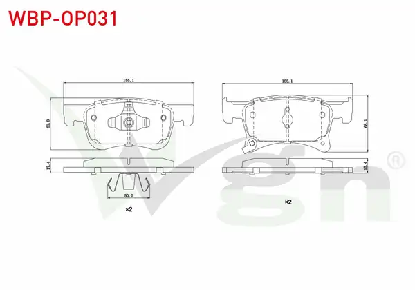 WGN Wbp Op031 Fren Balata Ön Ikazlı Opel Corsa E 1 3 CDTI 15 Jant 2014 Corsa E 1 2 2014 Corsa E 1 4 2014 Adam 1 2 2013 Adam 1 4 2013