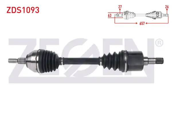 ZEGEN ZDS1093 | Komple Aks Sol Ön Uzunluk 657mm Ford Kuga İ 2 0 TDCI A T M T 4x4 2008 2013