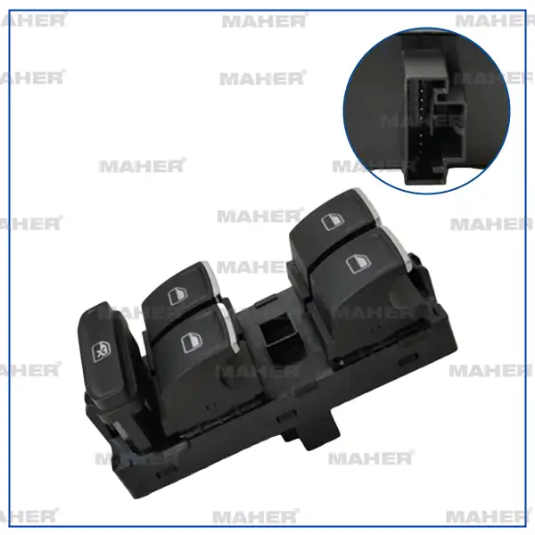 MAHER 35834 | Düğme Cam Açma Polo Leon T Cross 18 Kromlu Kırmızı Işık Dörtlü