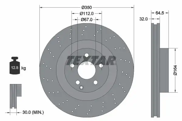 TEXTAR 92176405 | Fren Diski 221 Ön Sport AMG Tek