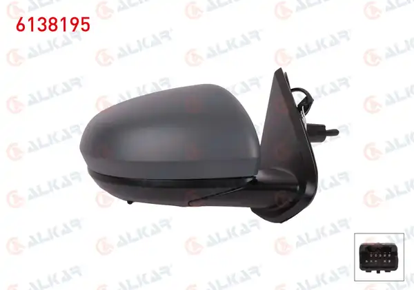 ALKAR 6138195 | Dış Dikiz Aynası Sağ Mekanik Astarlı Sensörlü 2 Pin Dacia Duster 2017