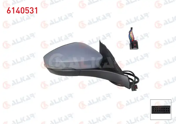 ALKAR 6140531 | Dış Dikiz Aynası Sağ Elektrikli Isıtmalı Astarlı Sinyalli 6 Pin Volkswagen T Roc A11 2017