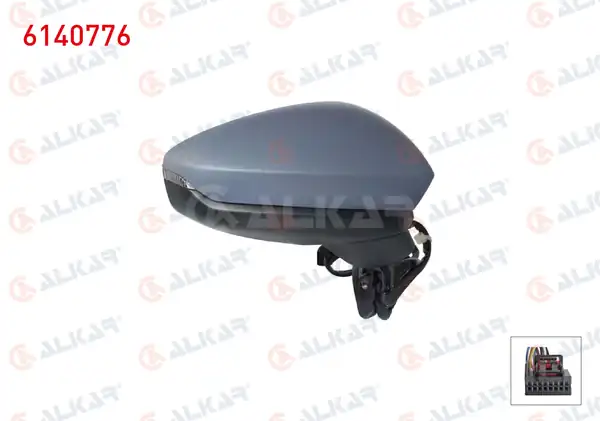 ALKAR 6140776 | Dış Dikiz Aynası Sağ Elektrikli Isıtmalı Astarlı Sinyalli Ledli 6 Pin Audi A3 Sportback 2019