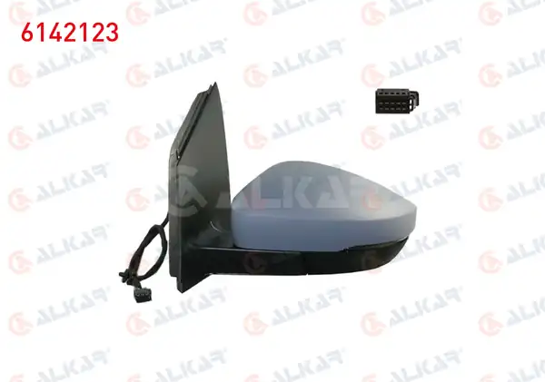 ALKAR 6142123 | Dış Dikiz Aynası Sol Mekanik Asferık Astarlı Sinyalli Dikdortgen Soketli 2 Pin Volkswagen Polo 6r1 6c1 2010 2017