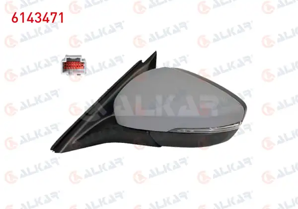 ALKAR 6143471 | Dış Dikiz Aynası Sol Elektrikli Isıtmalı Astarlı Otomatik Katlanır Sinyalli Alt Aydınlatmalı Kör Noktalı 10 Pin Ford Focus IV 2018