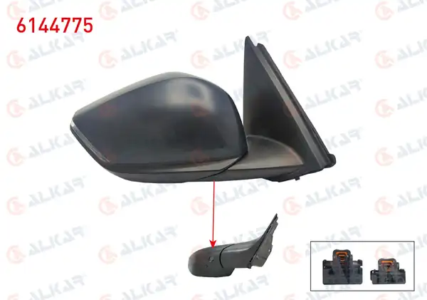 ALKAR 6144775 | Dış Dikiz Aynası Sağ Elektrikli Isıtmalı Astarlı Otomatik Katlanır Sinyalli Sensörlü Alt Aydınlatmalı Citroen 12 Pin C4 III 2020