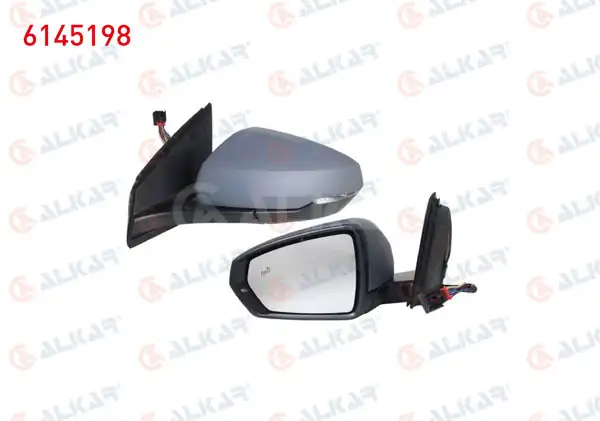 ALKAR 6145198 | Dış Dikiz Aynası Sol Elektrikli Asferık Isıtmalı Astarlı Otomatik Katlanır Sinyalli Kör Noktalı 10 Pin Volkswagen Polo (Aw1, Bz1) 2017 -