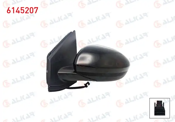 ALKAR 6145207 | Dış Dikiz Aynası Sol Elektrikli Isıtmalı Astarlı Kör Noktalı 7 Pin Dacia