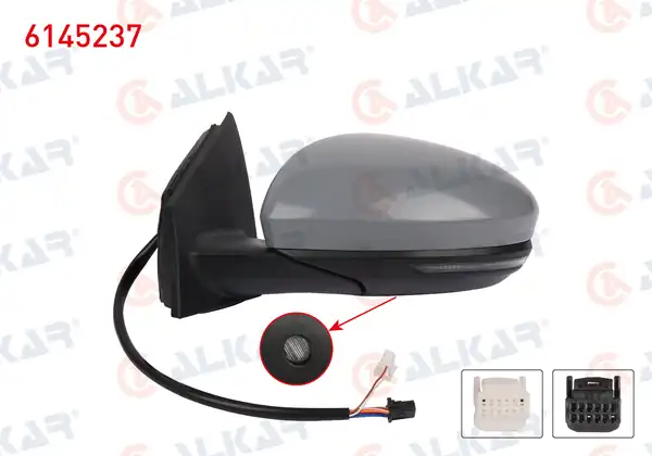 ALKAR 6145237 | Dış Dikiz Aynası Sol Elektrikli Isıtmalı Astarlı Otomatik Katlanır Sinyalli 11 Pin Alt Aydınlatma Renault Megane IV 2015