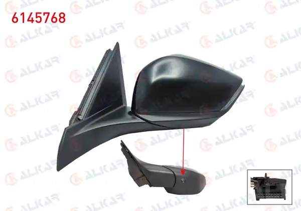 ALKAR 6145768 | Dış Dikiz Aynası Sol Elektrikli Isıtmalı Otomatik Katlanır Sinyalli Alt