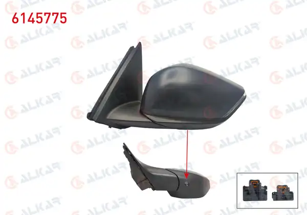 ALKAR 6145775 | Dış Dikiz Aynası Sol Elektrikli Isıtmalı Astarlı Otomatik Katlanır Sinyalli Alt Aydınlatmalı Kör Noktalı 12 Pin Citroen C4 III 2020