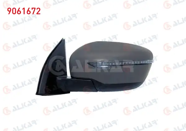 ALKAR 9061672 | Dış Dikiz Aynası Sol Astarlı Katlanır Isıtmalı Elektrikli Siyah Led Sinyalli 9 Pin Nissan Qashqai 2013