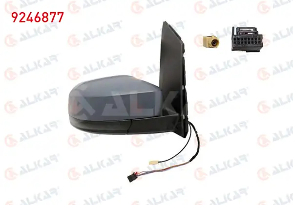 ALKAR 9246877 | Dış Dikiz Aynası Sağ Astarlı Katlanır Antenli Isıtmalı Elektrikli 7 Pin Volkswagen Caddy 2015 2020