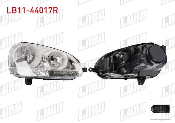 LABO LB11-44017R | Far Sağ İçi Nikelaj Motorsuz 6 Pin Volkswagen Golf V Jetta 2005
