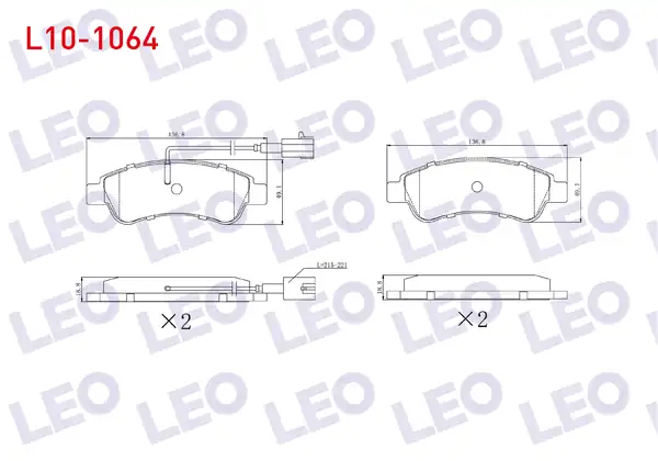 LEO L10-1064 | Fren Balata Arka Çift Fişli Fiat Ducato 2 0 Mjt 2014 Ducato 2 3 Mjt 2014 Citroen Jumper 2 2 Hdi 2014 Peugeot Boxer 2 2 Hdi 2014