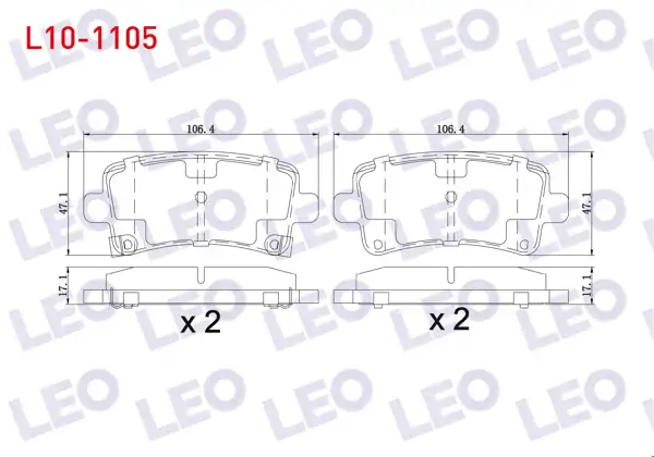 LEO L10-1105 | Fren Balata Arka Ikazlı Opel Insignia 1.6 16-17-18 Jant 2008-/ 1.6 T 2008-/ 2.0 CDTI 130 Hp 2008-/ 2.0 T 2008-/ 2.8 V6 2008 -