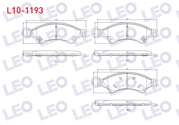 LEO L10-1193 | Fren Balata Ön Ikazlı Ford Ranger (Tke) 2.2 TDCI 4X4 2011-/ Ranger (Tke) 2.5 TDCI 4X4 2011-/ Ranger 3.0 TDCI 4X4 2011-/ Mazda Bt-50 2.5 Cd 4X4 2006 -