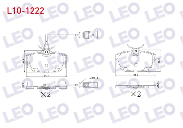 LEO L10-1222 | Fren Balata Arka Fişli Volkswagen Transporter IV