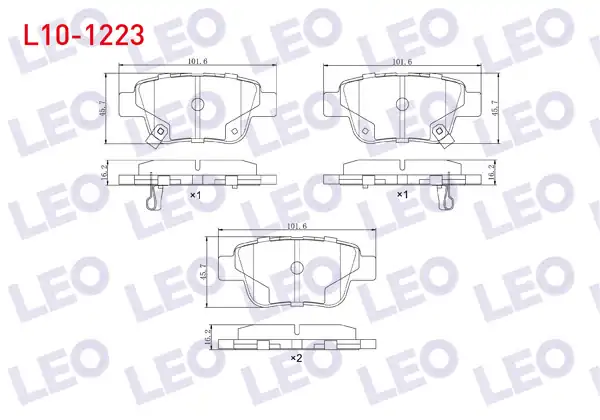 LEO L10-1223 | Fren Balata Arka Ikazlı Toyota Avensis (T25) 1.6 Vvt-I 2003-2008 / Toyota Avensis (T25) 1.8 2003-2008 / Toyota Verso (_Aur2_, _Zgr2_) 2.0 D-4D 2009-/ Toyota Avensis (T25) 2.0 D-4D 2003-2008