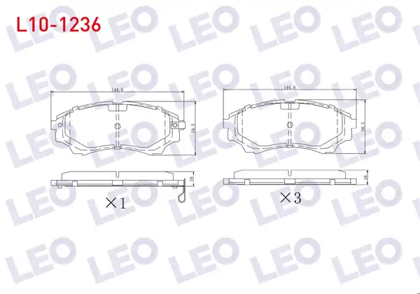 LEO L10-1236 | Fren Balata Ön Ikazlı Ford Ranger 2.5 TDCI 4X4 2002-2006 / Ranger 2.2 TDCI 2002-2006 / Ranger 3.0 TDCI 2002-2006 / Ranger 3.2 TDCI 2002-2006 / Mazda B Serisi (Un) 2.5 D 1998-2006