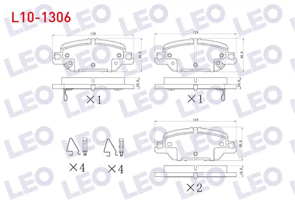 LEO L10-1306 | Fren Balata Ikazlı On Mercedes X Serisi (470) X 250 D 2017-/ Nissan Navara Np300 2015 -
