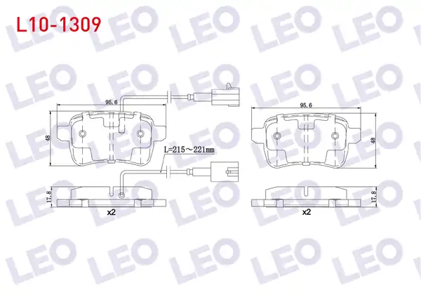 LEO L10-1309 | Fren Balata Arka Fişli Alfa Romeo Giulietta 940 1 4 Tb 2010 Giulietta 940 1 6 JTD 2010 Giulietta 940 2 0 Jtdm 2010