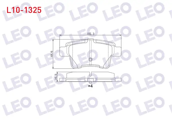 LEO L10-1325 | Fren Balata Arka Citroen C4 Picasso (Ud) 1.6 HDI 2006-2013 / Citroen C4 Grand Picasso (Ua) 1.6 HDI 110 Hp 2006 -