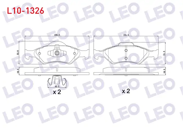 LEO L10-1326 | Fren Balata Ön Ford Fiesta IV 1.25İ 16V 1996-2002 / Fiesta IV 1.4İ 16V 1996-2002 / Fiesta IV 1.3İ 1996-2002