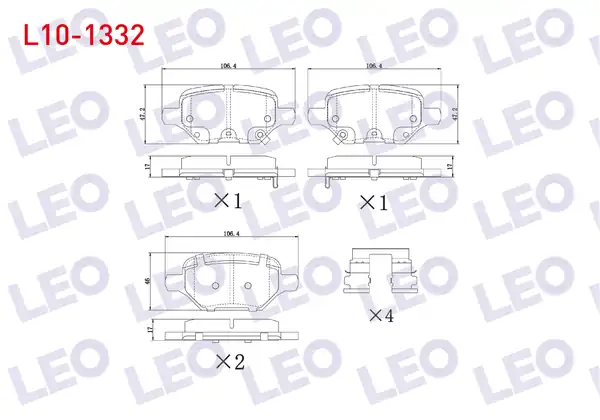 LEO L10-1332 | Fren Balata Arka Ikazlı Opel Mokka 1.4-1.6-1.6 CDTI 2012 -