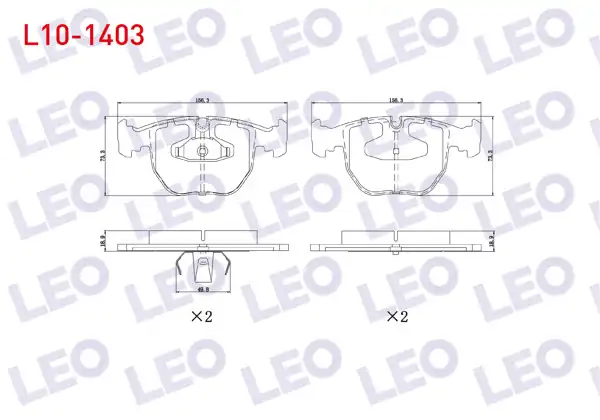 LEO L10-1403 | Fren Balata Ön BMW X5 (E53) 3.0 D 2000-2007 / (E53) 3.5 Xd 2000-2007 / X5 (E53) 4.4 2000-2007 / (E53) 4.6 İs 2000-2007 / 5 Serisi (E39) 525 İ 1995-2003 / (E39) 530 D 1995-2003 / (E39) 518 İ 1995-2003