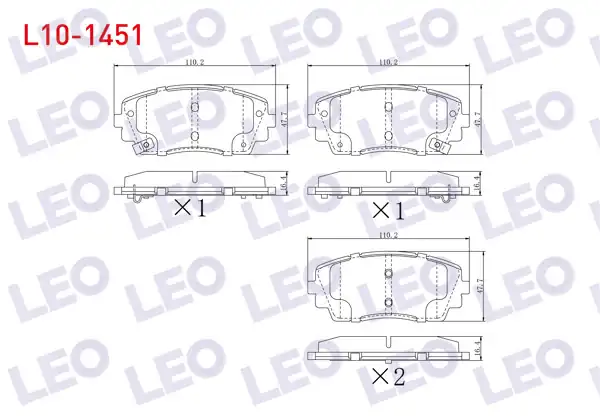 LEO L10-1451 | Fren Balata Ön Ikazlı Kia Picanto (Ta) 1.1 2011-/ Picanto (Ta) 1.25 2011 -