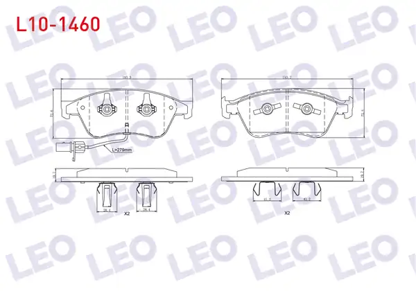 LEO L10-1460 | Fren Balata Ön Fişli Audi A8 4e_ 3 0 TFSI 2003 2010 Audi A8 4e_ 4 2 V8 TDI 2003 2010 Audi A8 4e_ 3 7 2003 2010