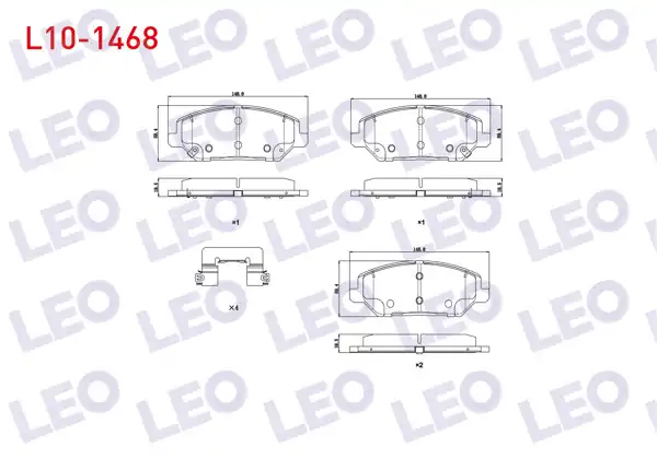 LEO L10-1468 | Fren Balata Ön Ikazlı Tel Delikli Hyundai i30 (Pde, Pd) 1.6 CRDI 2016-/ i30 (Pde, Pd) 1.4 Mpı 2016-/ Kia Ceed 1.6 CRDI 2006-2012