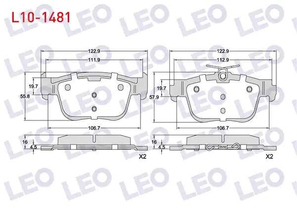 LEO L10-1481 | Fren Balata Arka 300mm Disk VW Golf VIII Caddy 1 Adet