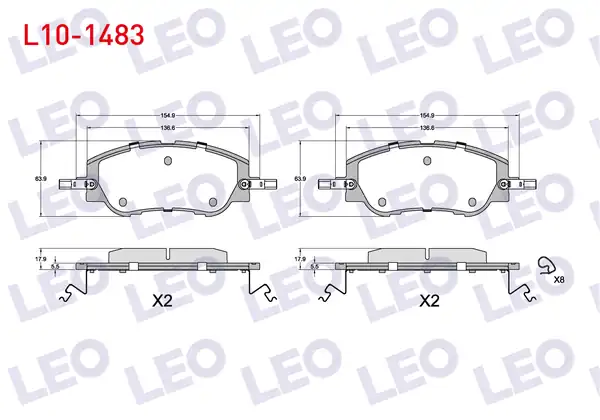 LEO L10-1483 | Fren Balata Ön Peugeot 208 II 2019-/ 2008 II 2019-/ Citroen C4 III 2020-/ C4 X 2022 -