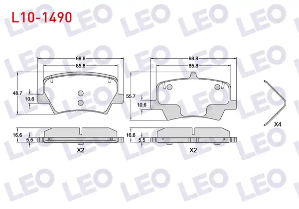LEO L10-1490 | Fren Balata Arka Volvo Xc40 1 5 T3 2018 Xc40 2 0 D3 2018 Xc40 2 0 D4 2018