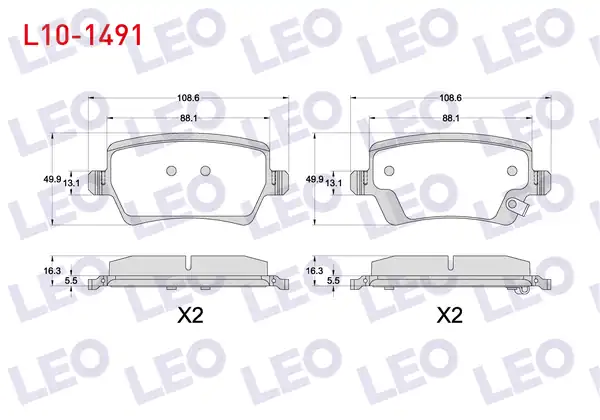 LEO L10-1491 | Fren Balata Arka Ikazlı Chery Omoda 5 Tıggo 8 Pro 2023
