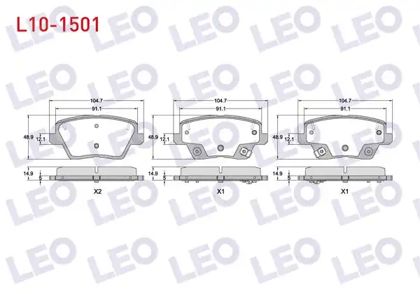 LEO L10-1501 | Fren Balata Arka Ikazlı Hyundai i30 1.4 Mpı-1.4 T-GDI-1.6 CRDI 2016-/ Kia Ceed 1.4-1.4 T-GDI-1.6-1.6 CRDI 2018-/ Xceed 1.6 CRDI 2019 -
