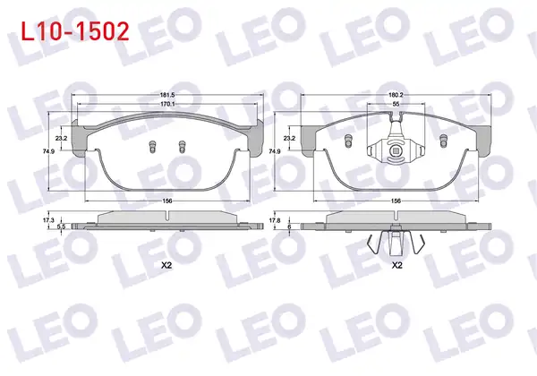 LEO L10-1502 | Fren Balata Ön Volvo Xc90 II 2.0 D5 2015-/ Xc90 II 2.0 T8 Hybrıd 2015-/ S90 II 2.0 D5 2016-/ V90 II 2.0 D5 2016-/ Xc60 2.0 D4 2015 -