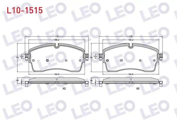 LEO L10-1515 | Fren Balata Ön Land Rover Discovery V (Lr) 2.0 D 2016-/ Discovery V (Lr) 3.0 2016-/ Jaguar E-Pace 2.0 Awd 2017 -