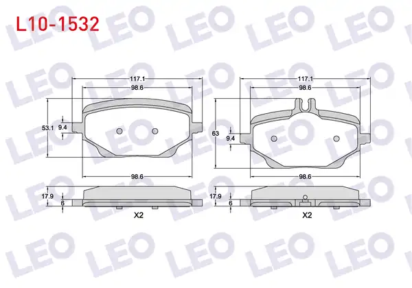 LEO L10-1532 | Fren Balata Arka 18 8mm Mercedes Gle V167 2018 Gle Coupe C167 2019