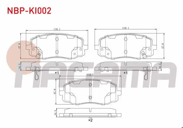 NAGAMA NBP-KI002 | Fren Balata Ön Ikazlı Kia Picanto
